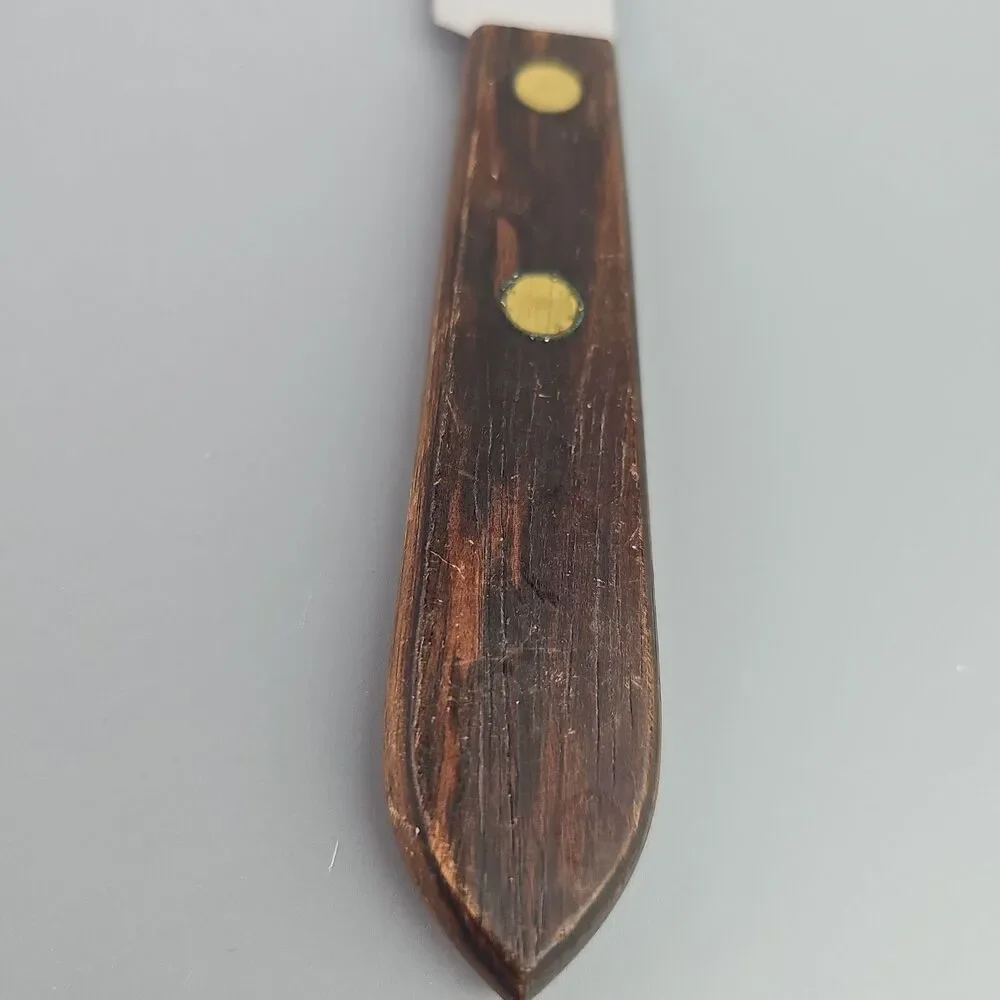 Vintage 8 in Blade REAL KEEN Stainless Slicing Carving Chef Knife USA Wooden